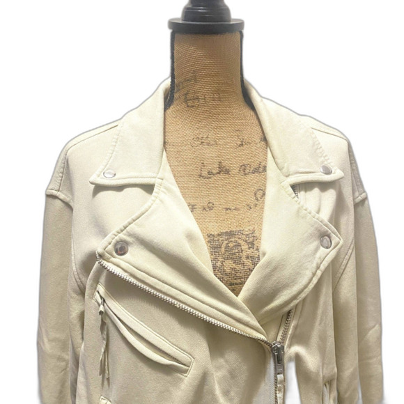 Free People‎ Rebel Knit Moto Jacket Bohemian Edgy in Vanilla Creme Size Small - Picture 3 of 7